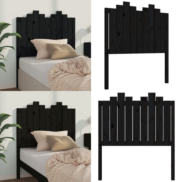 Sengegærde 96x4x110 cm massivt fyrretræ sort - Sengegærde - Sengegærder - Home & Living