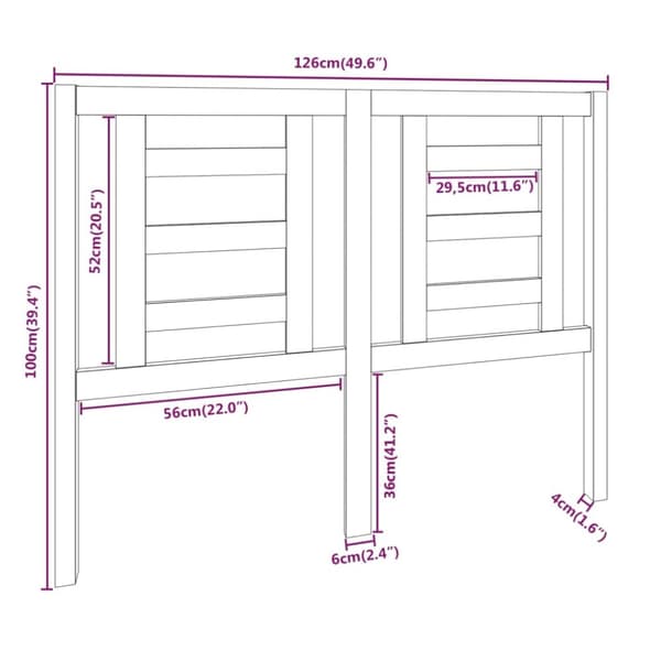 Sengegærde 126x4x100 cm massivt fyrretræ - Sengegærde - Sengegærder - Home & Living