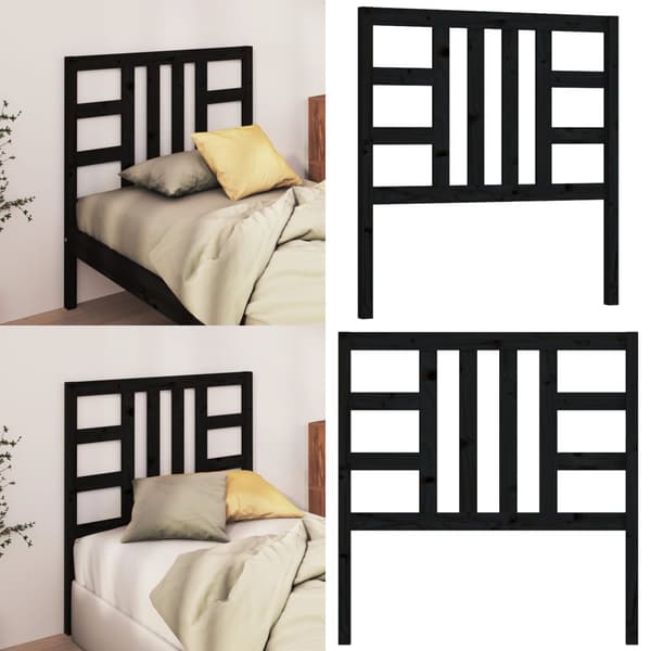 Sengegærde 96x4x100 cm massivt fyrretræ sort - Sengegærde - Sengegærder - Home & Living