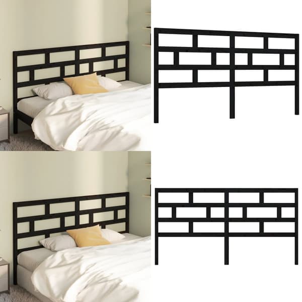 Sengegærde 186x4x100 cm massivt fyrretræ sort - Sengegærde - Sengegærder - Home & Living