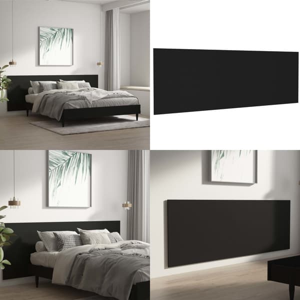 Seinäkiinnitettävä sängynpääty musta 240x1,5x80 cm tekninen puu - Sängynpääty - Sängynpäädyt - Home & Living