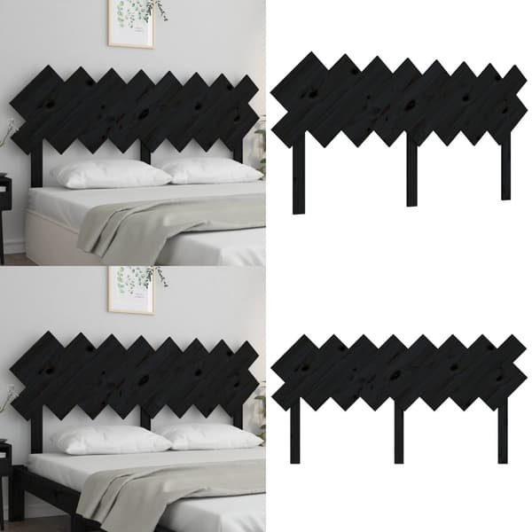 Sängynpääty musta 159,5x3x80,5 cm täysi mänty - Sängynpääty - Sängynpäädyt - Home & Living