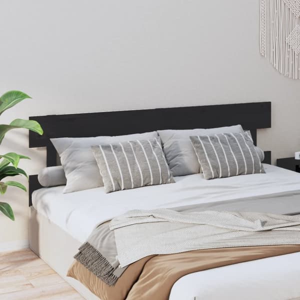 Sengegærde 204x3x81 cm massivt fyrretræ sort - Sengegærde - Sengegærder - Home & Living
