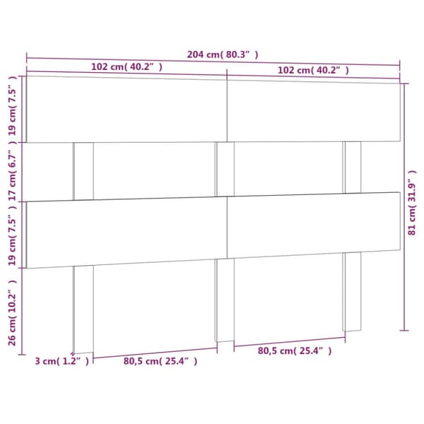 Sengegærde 204x3x81 cm massivt fyrretræ sort - Sengegærde - Sengegærder - Home & Living