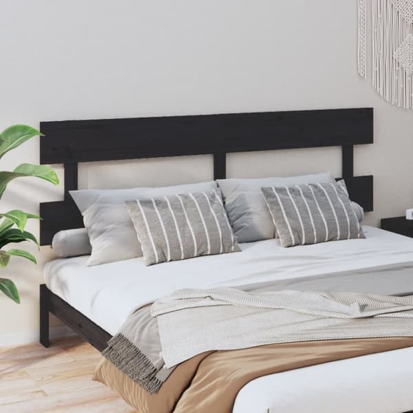 Sengegærde 204x3x81 cm massivt fyrretræ sort - Sengegærde - Sengegærder - Home & Living