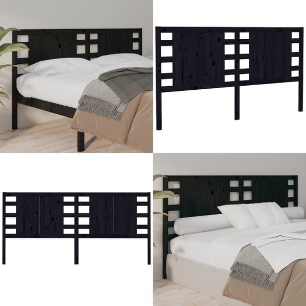 Sengegærde 206x4x100 cm massivt fyrretræ sort - Sengegærde - Sengegærder - Home & Living
