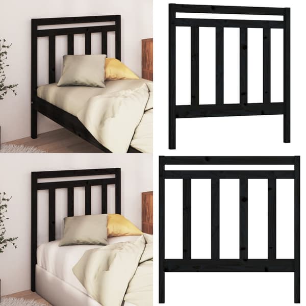 Sengegærde 96x4x100 cm massivt fyrretræ sort - Sengegærde - Sengegærder - Home & Living