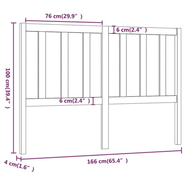 Sengegærde 166x4x100 cm massivt fyrretræ sort - Sengegærde - Sengegærder - Home & Living