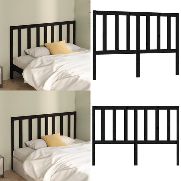 Sengegærde 166x4x100 cm massivt fyrretræ sort - Sengegærde - Sengegærder - Home & Living