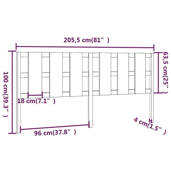 Sengegærde 205,5x4x100 cm massivt fyrretræ hvid - Sengegærde - Sengegærder - Home & Living