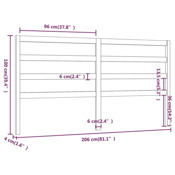 Sengegærde 206x4x100 cm massivt fyrretræ sort - Sengegærde - Sengegærder - Home & Living