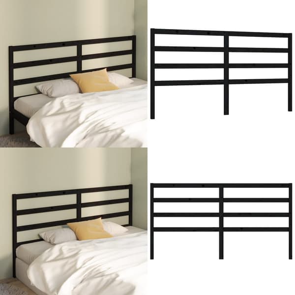Sengegærde 206x4x100 cm massivt fyrretræ sort - Sengegærde - Sengegærder - Home & Living