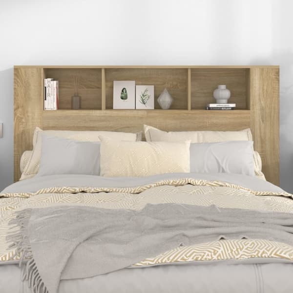 Sengegavl med opbevaring 160x18,5x104,5 cm sonoma-eg - Sengegavl Med Opbevaring - Sengegavle Med Opbevaring - Home & Living