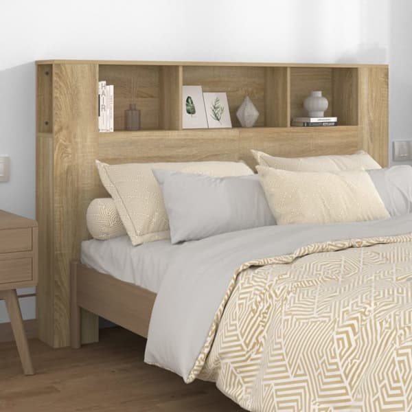 Sengegavl med opbevaring 160x18,5x104,5 cm sonoma-eg - Sengegavl Med Opbevaring - Sengegavle Med Opbevaring - Home & Living