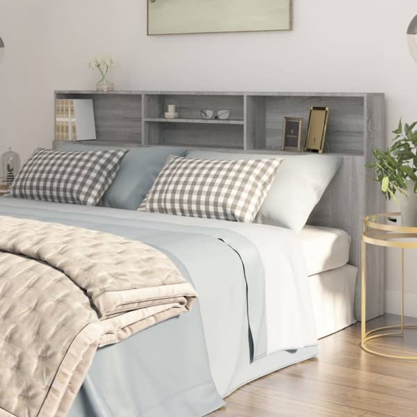Sengegavl med opbevaring 200x19x103,5 cm grå sonoma-eg - Sengegavl Med Opbevaring - Sengegavle Med Opbevaring - Home & Living