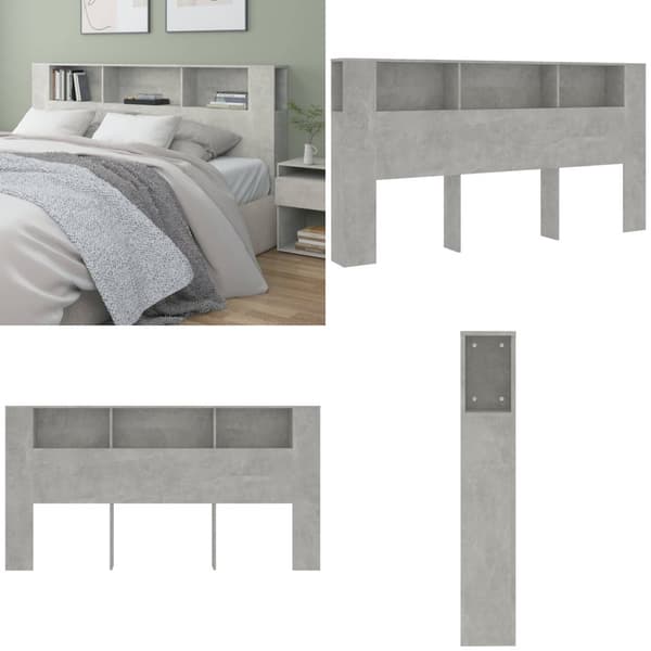 Sängynpääty säilytystilalla betoninharmaa 200x18,5x104,5 cm - Sängynpääty Säilytystilalla - Sängynpäädyt Säilytystilalla - Home & Living