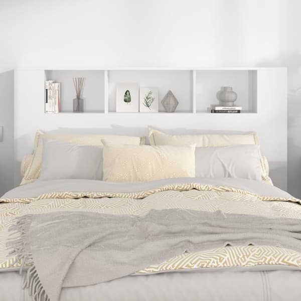 Sengegavl med opbevaring 160x18,5x104,5 cm hvid højglans - Sengegavl Med Opbevaring - Sengegavle Med Opbevaring - Home & Living
