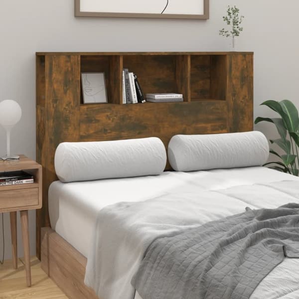 Sengegavl med opbevaring 120x18,5x102,5 cm røget egetræsfarve - Sengegavl Med Opbevaring - Sengegavle Med Opbevaring - Home & Living