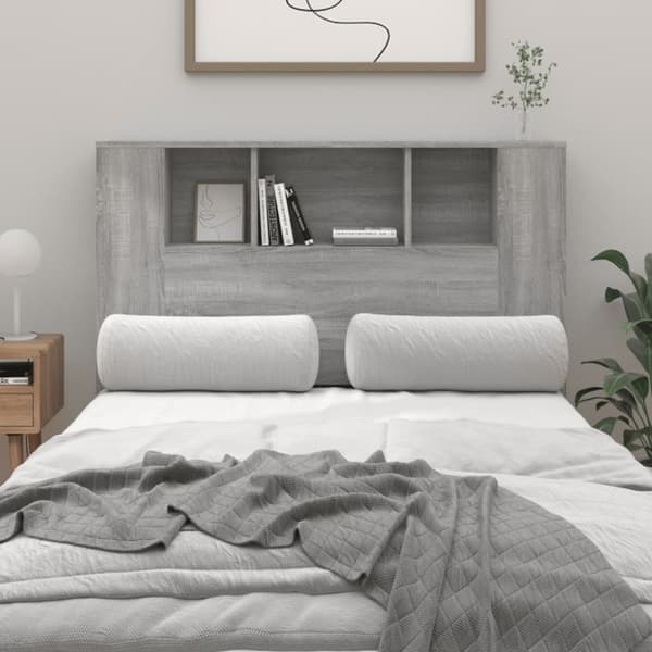 Sengegavl med opbevaring 120x18,5x102,5 cm grå sonoma-eg - Sengegavl Med Opbevaring - Sengegavle Med Opbevaring - Home & Living