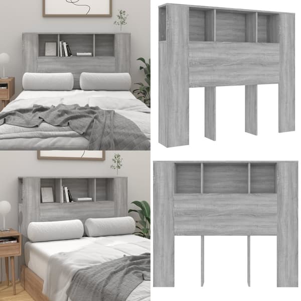 Sengegavl med opbevaring 120x18,5x102,5 cm grå sonoma-eg - Sengegavl Med Opbevaring - Sengegavle Med Opbevaring - Home & Living