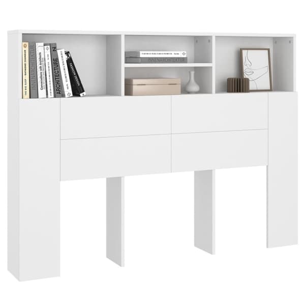Sengegavl med opbevaring 140x19x103,5 cm hvid - Sengegavl Med Opbevaring - Sengegavle Med Opbevaring - Home & Living
