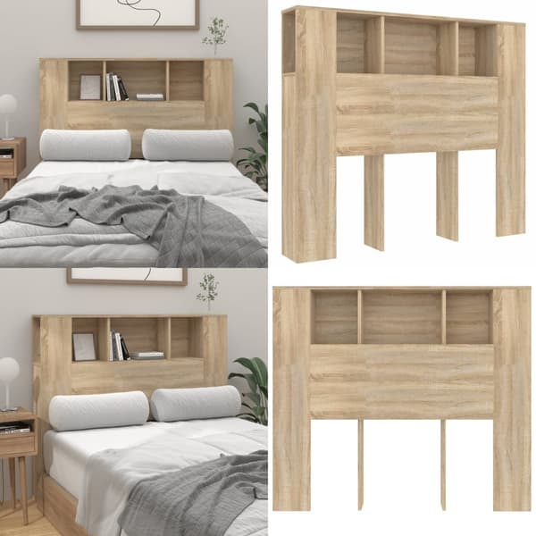 Sengegavl med opbevaring 120x18,5x102,5 cm sonoma-eg - Sengegavl Med Opbevaring - Sengegavle Med Opbevaring - Home & Living