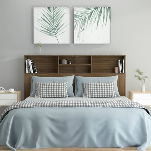 Sengegavl med opbevaring 160x19x103,5 cm brun egetræsfarve - Sengegavl Med Opbevaring - Sengegavle Med Opbevaring - Home & Living