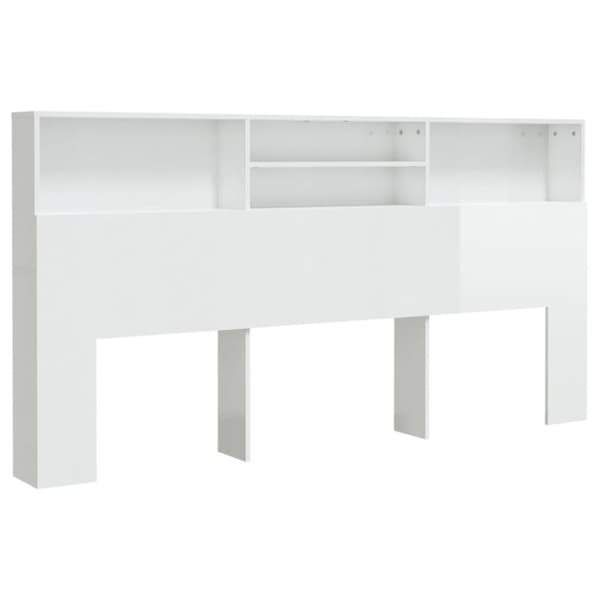 Sängynpääty säilytystilalla korkeakiilto valk. 200x19x103,5 cm - Sängynpääty Säilytystilalla - Sängynpäädyt Säilytystilalla - Home & Living