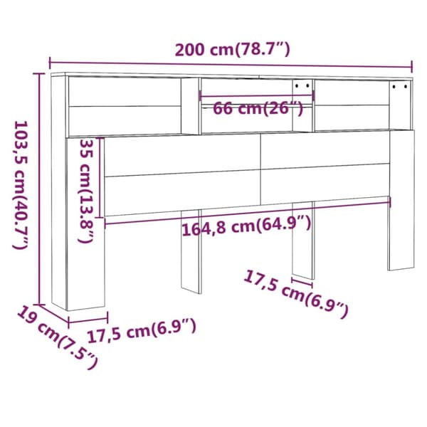Sängynpääty säilytystilalla korkeakiilto valk. 200x19x103,5 cm - Sängynpääty Säilytystilalla - Sängynpäädyt Säilytystilalla - Home & Living