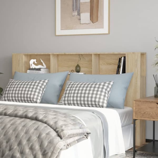 Sengegavl med opbevaring 180x18,5x104,5 cm sonoma-eg - Sengegavl Med Opbevaring - Sengegavle Med Opbevaring - Home & Living