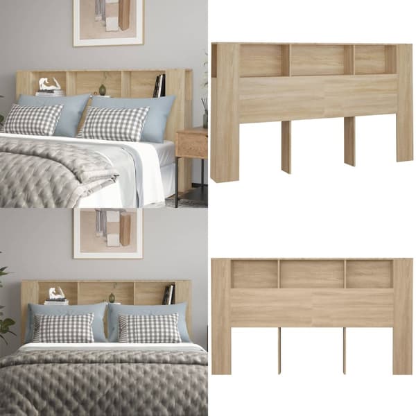 Sengegavl med opbevaring 180x18,5x104,5 cm sonoma-eg - Sengegavl Med Opbevaring - Sengegavle Med Opbevaring - Home & Living
