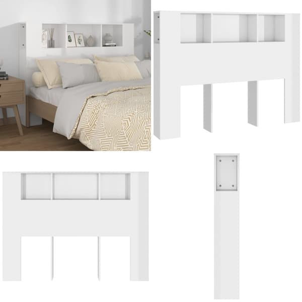 Sengegavl med opbevaring 140x18,5x104,5 cm hvid højglans - Sengegavl Med Opbevaring - Sengegavle Med Opbevaring - Home & Living