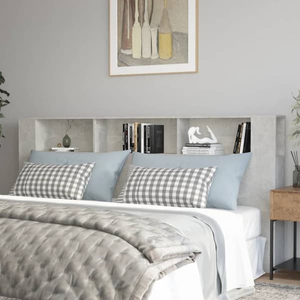 Sängynpääty säilytystilalla betoninharmaa 220x18,5x104,5 cm - Sängynpääty Säilytystilalla - Sängynpäädyt Säilytystilalla - Home & Living