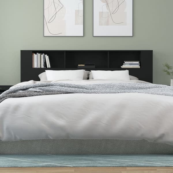 Sengegavl med opbevaring 200x18,5x104,5 cm sort - Sengegavl Med Opbevaring - Sengegavle Med Opbevaring - Home & Living