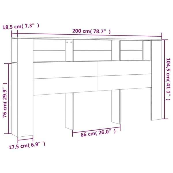 Sengegavl med opbevaring 200x18,5x104,5 cm sort - Sengegavl Med Opbevaring - Sengegavle Med Opbevaring - Home & Living
