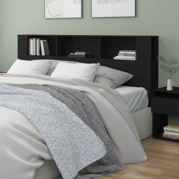 Sengegavl med opbevaring 200x18,5x104,5 cm sort - Sengegavl Med Opbevaring - Sengegavle Med Opbevaring - Home & Living