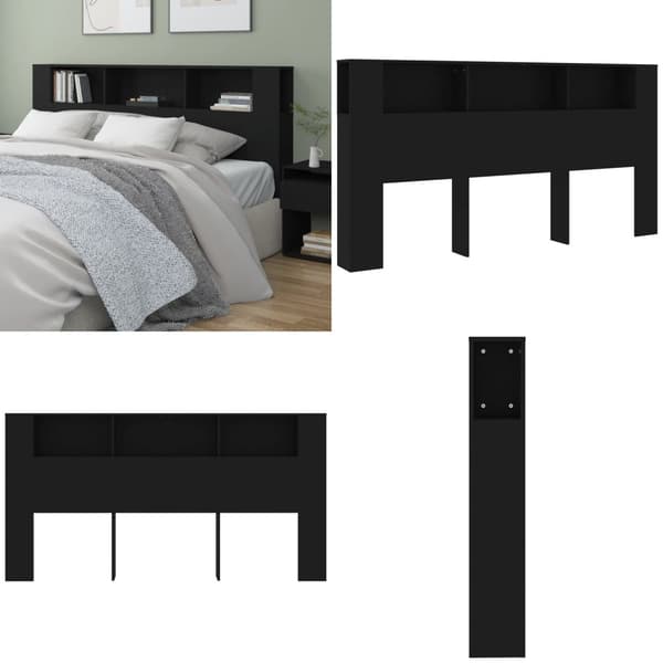 Sengegavl med opbevaring 200x18,5x104,5 cm sort - Sengegavl Med Opbevaring - Sengegavle Med Opbevaring - Home & Living