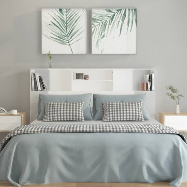 Sengegavl med opbevaring 160x19x103,5 cm hvid højglans - Sengegavl Med Opbevaring - Sengegavle Med Opbevaring - Home & Living
