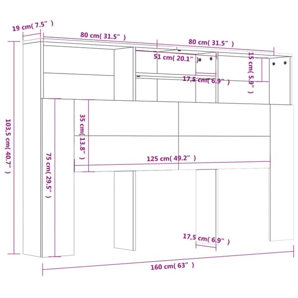 Sengegavl med opbevaring 160x19x103,5 cm hvid højglans - Sengegavl Med Opbevaring - Sengegavle Med Opbevaring - Home & Living
