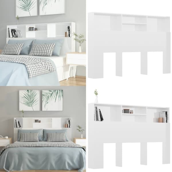 Sengegavl med opbevaring 160x19x103,5 cm hvid højglans - Sengegavl Med Opbevaring - Sengegavle Med Opbevaring - Home & Living