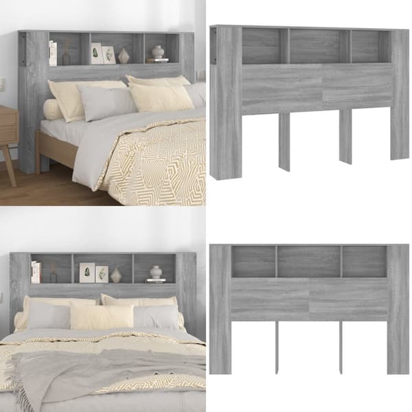 Sengegavl med opbevaring 160x18,5x104,5 cm grå sonoma-eg - Sengegavl Med Opbevaring - Sengegavle Med Opbevaring - Home & Living
