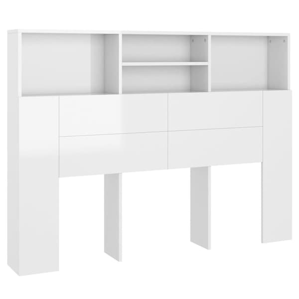Sengegavl med opbevaring 140x19x103,5 cm hvid højglans - Sengegavl Med Opbevaring - Sengegavle Med Opbevaring - Home & Living