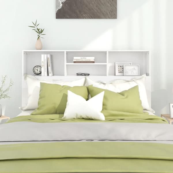 Sengegavl med opbevaring 140x19x103,5 cm hvid højglans - Sengegavl Med Opbevaring - Sengegavle Med Opbevaring - Home & Living