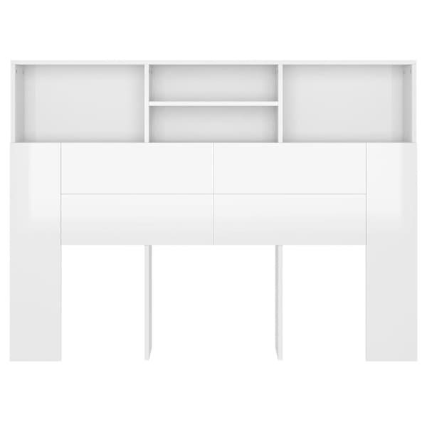 Sengegavl med opbevaring 140x19x103,5 cm hvid højglans - Sengegavl Med Opbevaring - Sengegavle Med Opbevaring - Home & Living