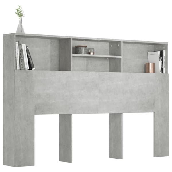Sengegavl med opbevaring 160x19x103,5 cm betongrå - Sengegavl Med Opbevaring - Sengegavle Med Opbevaring - Home & Living