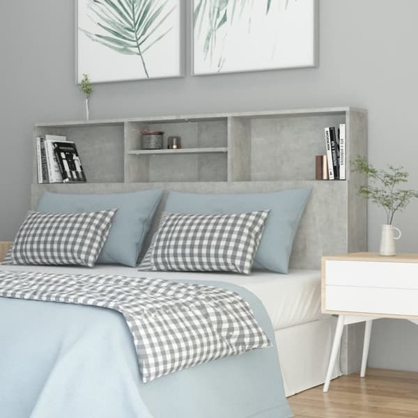 Sengegavl med opbevaring 160x19x103,5 cm betongrå - Sengegavl Med Opbevaring - Sengegavle Med Opbevaring - Home & Living