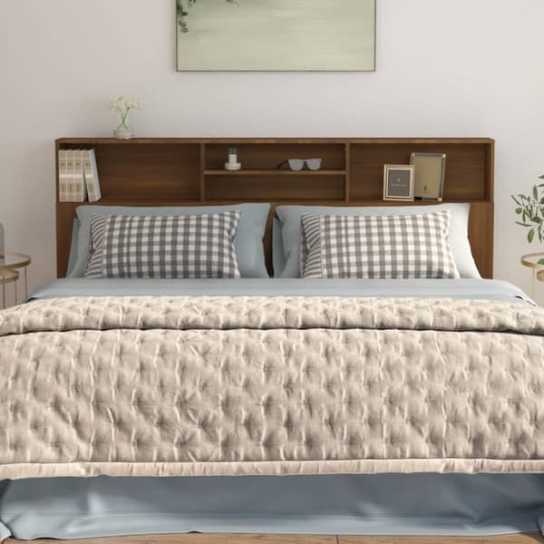 Sengegavl med opbevaring 200x19x103,5 cm brun egetræsfarve - Sengegavl Med Opbevaring - Sengegavle Med Opbevaring - Home & Living