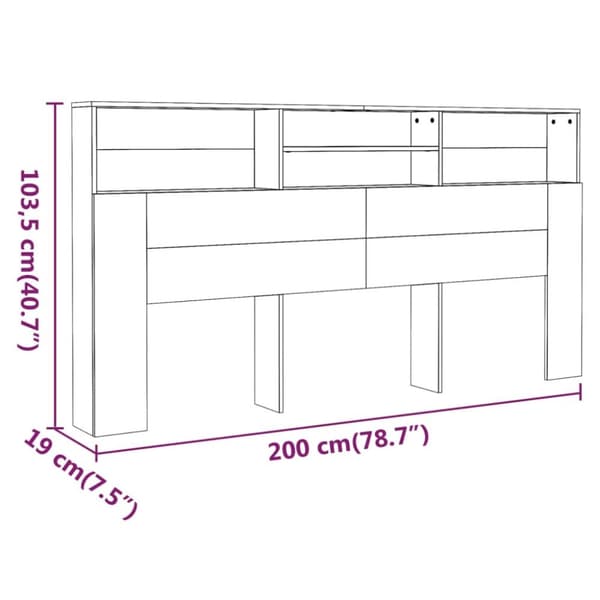 Sengegavl med opbevaring 200x19x103,5 cm brun egetræsfarve - Sengegavl Med Opbevaring - Sengegavle Med Opbevaring - Home & Living