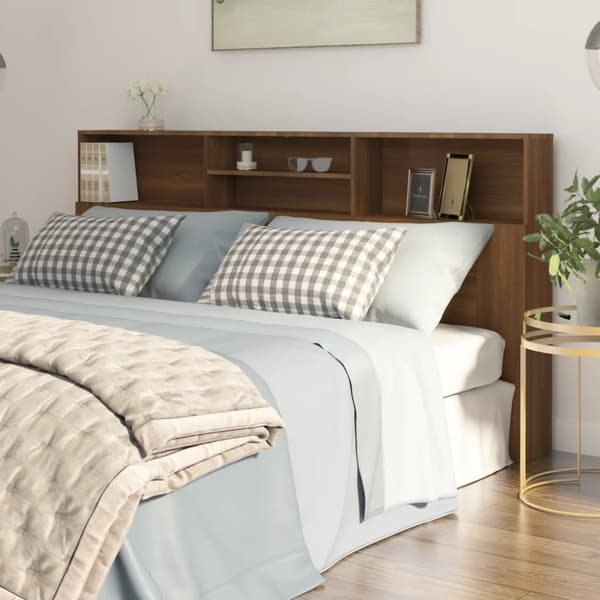 Sengegavl med opbevaring 200x19x103,5 cm brun egetræsfarve - Sengegavl Med Opbevaring - Sengegavle Med Opbevaring - Home & Living