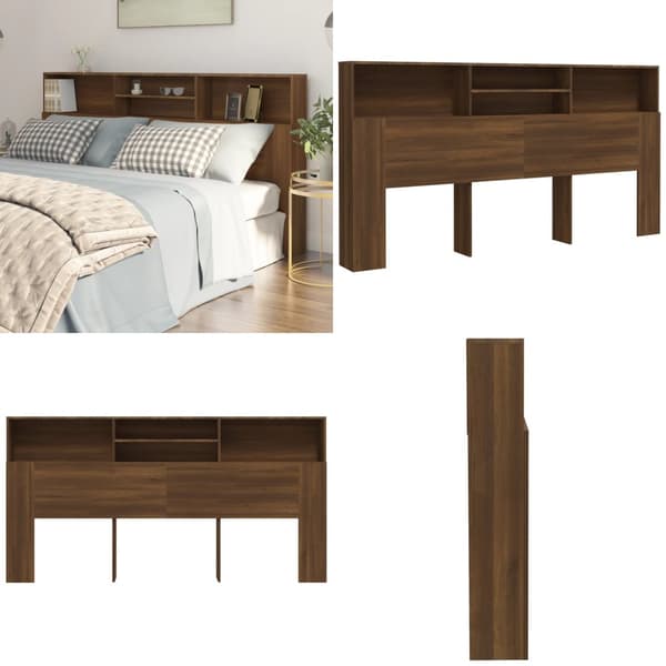 Sengegavl med opbevaring 200x19x103,5 cm brun egetræsfarve - Sengegavl Med Opbevaring - Sengegavle Med Opbevaring - Home & Living